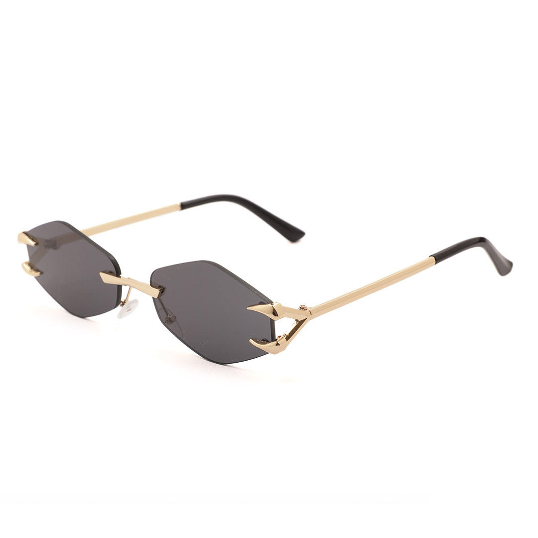 Geometric Hexagon Rimless Sunglasses