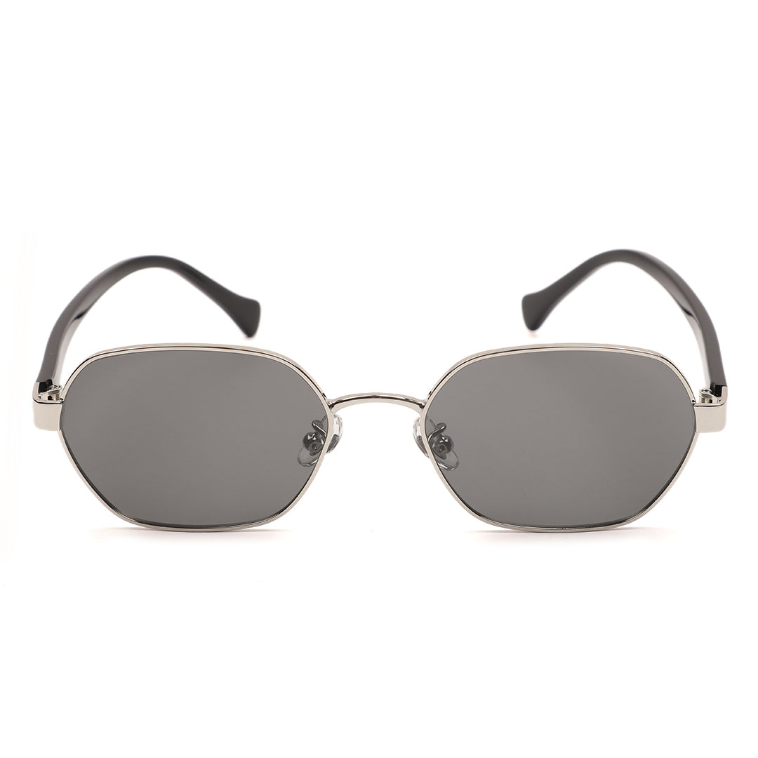 Minimalist Oval Silver Frame Sunglasses
