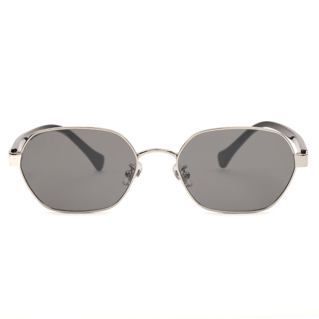 Minimalist Oval Silver Frame Sunglasses