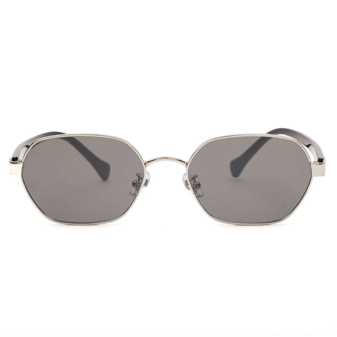 Minimalist Oval Silver Frame Sunglasses