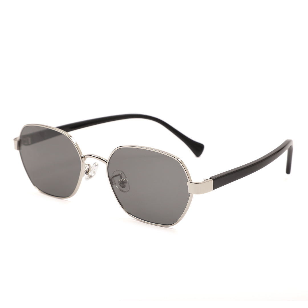 Minimalist Oval Silver Frame Sunglasses