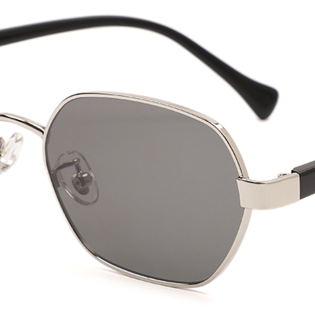 Minimalist Oval Silver Frame Sunglasses