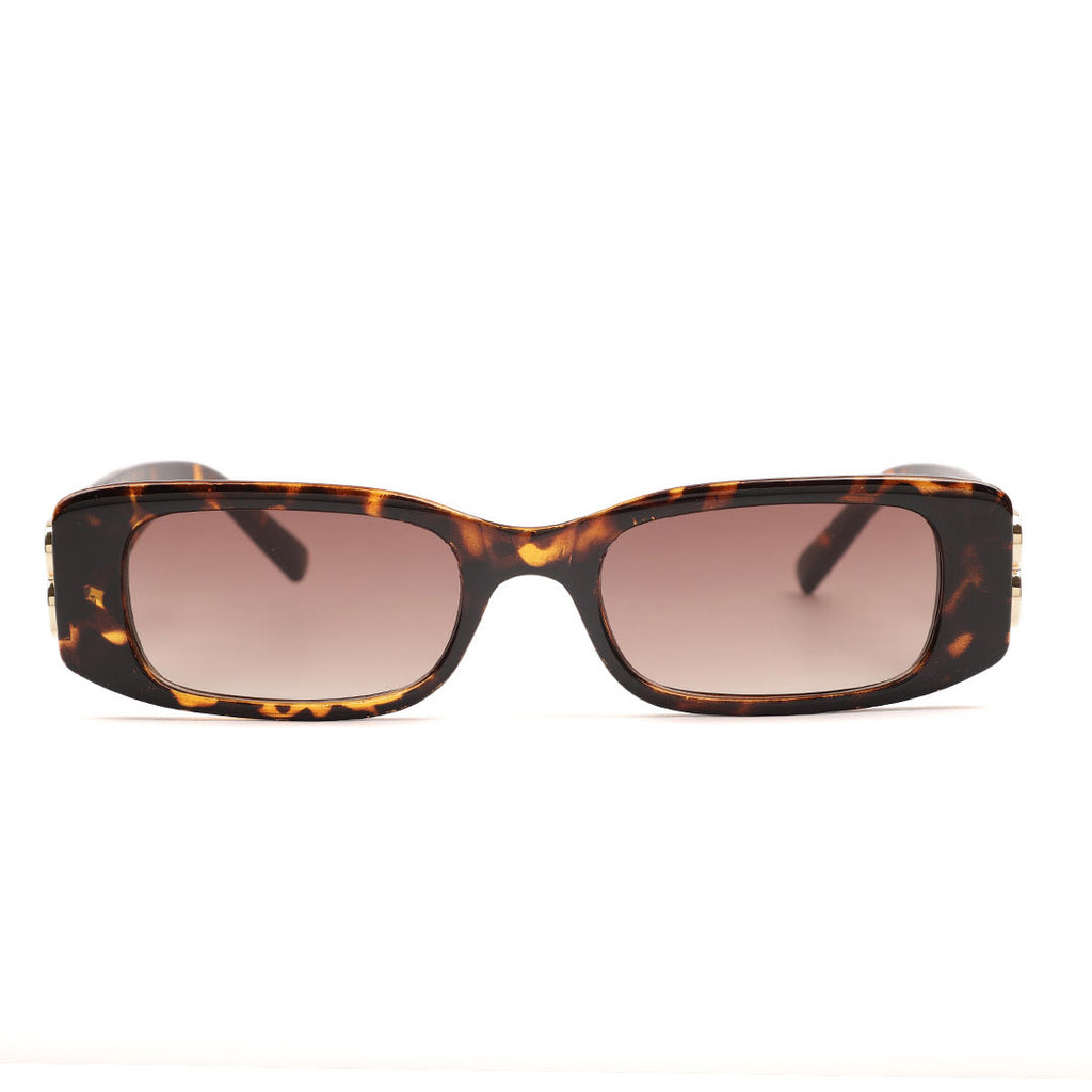 Slim Rectangular Monogram Temple Sunglasses