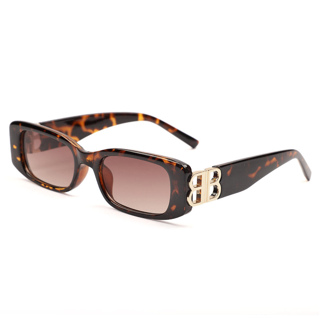 Slim Rectangular Monogram Temple Sunglasses