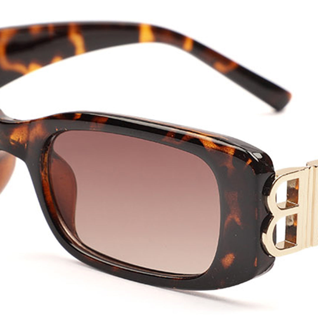 Slim Rectangular Monogram Temple Sunglasses