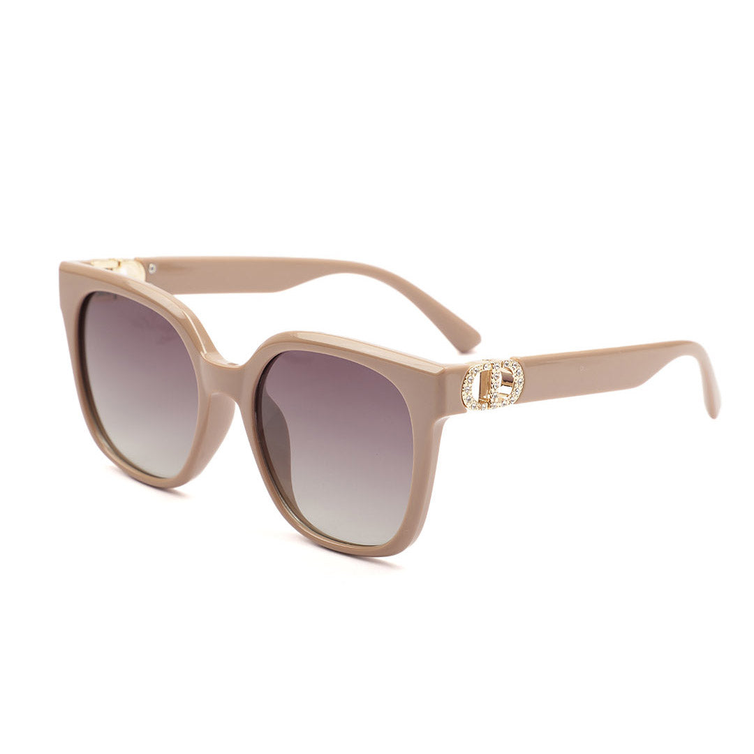 Rectangular Gold Logo Temple Sunglasses