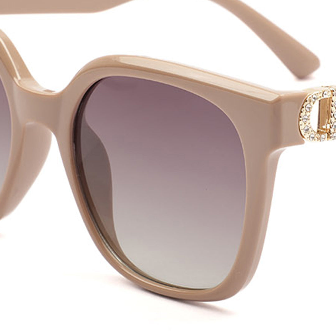 Rectangular Gold Logo Temple Sunglasses