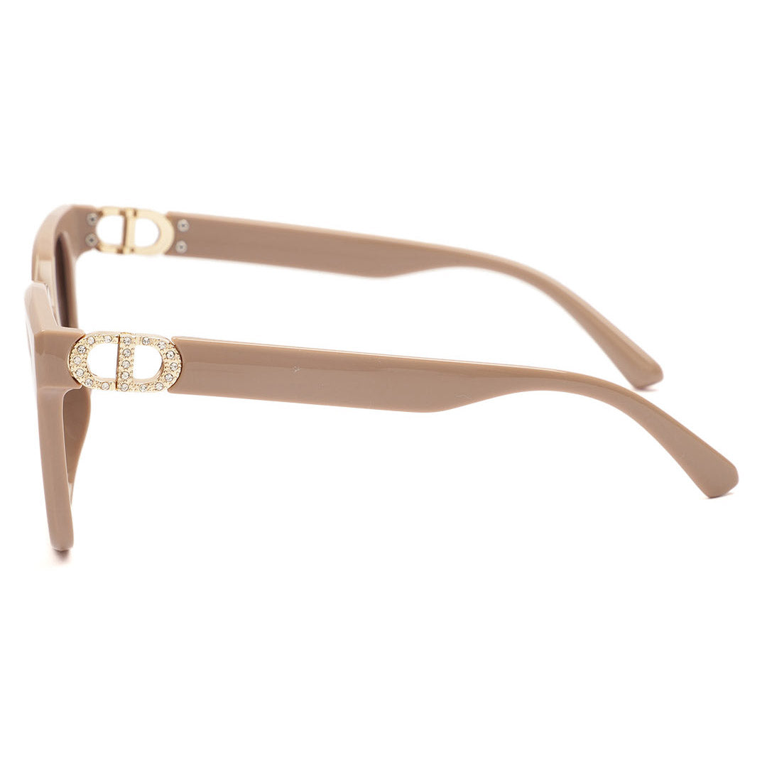 Rectangular Gold Logo Temple Sunglasses