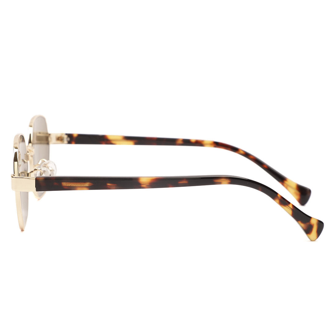 Minimalist Oval Silver Frame Sunglasses