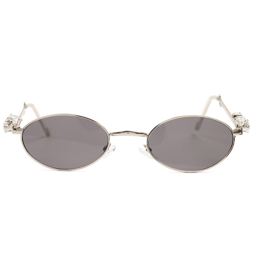 Retro Slim Oval Metallic Sunglasses