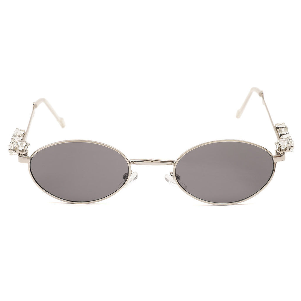 Retro Slim Oval Metallic Sunglasses