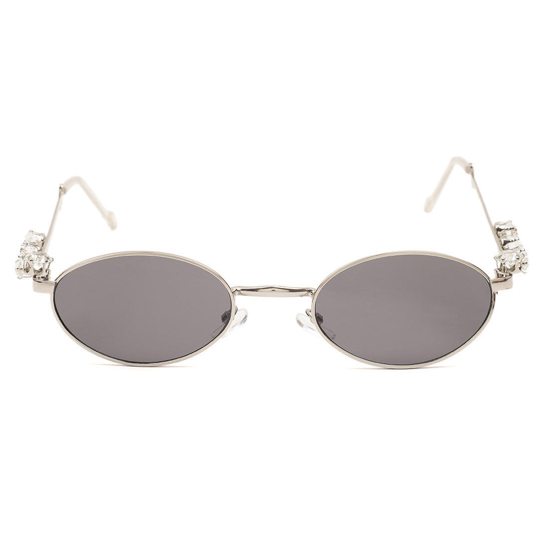 Retro Slim Oval Metallic Sunglasses
