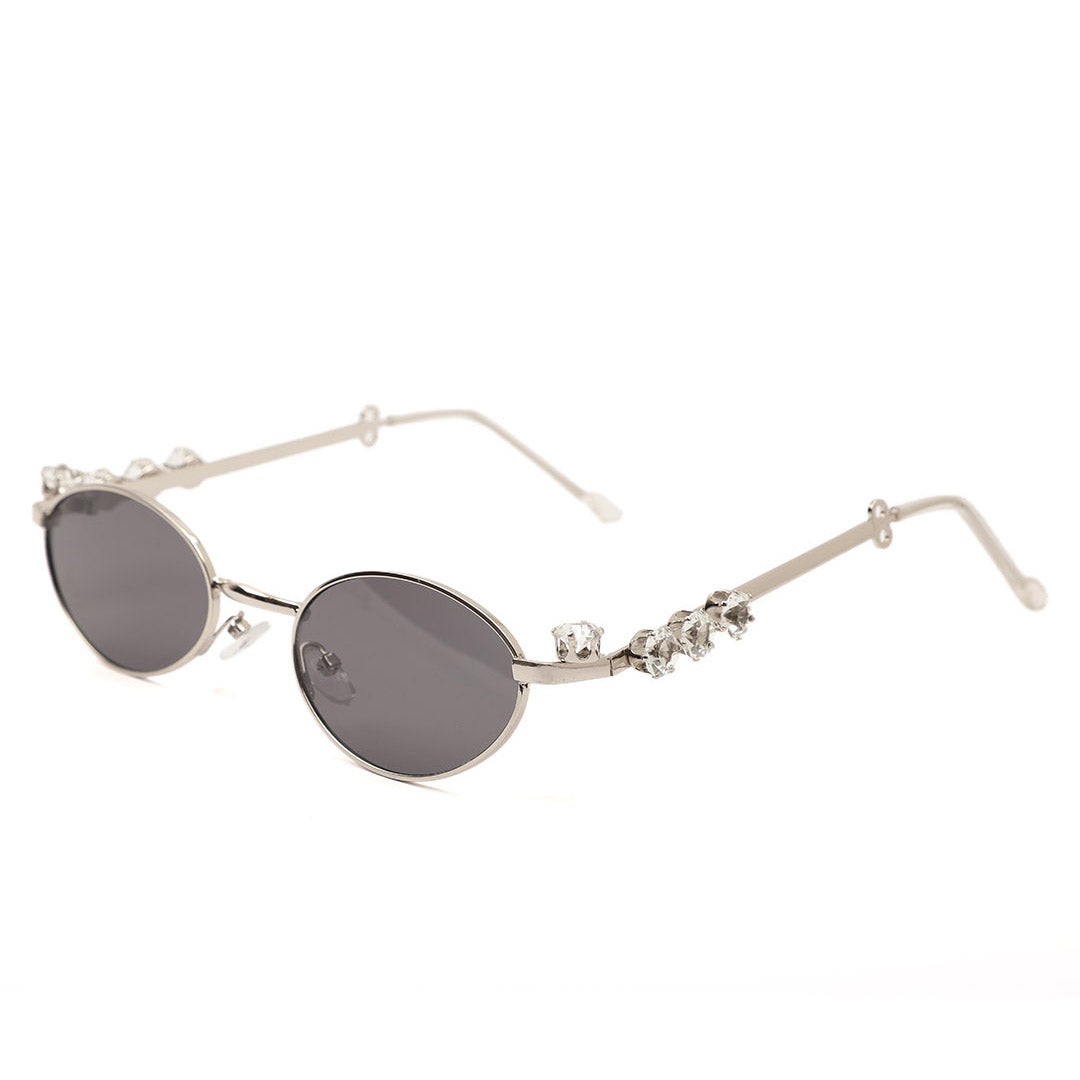 Retro Slim Oval Metallic Sunglasses