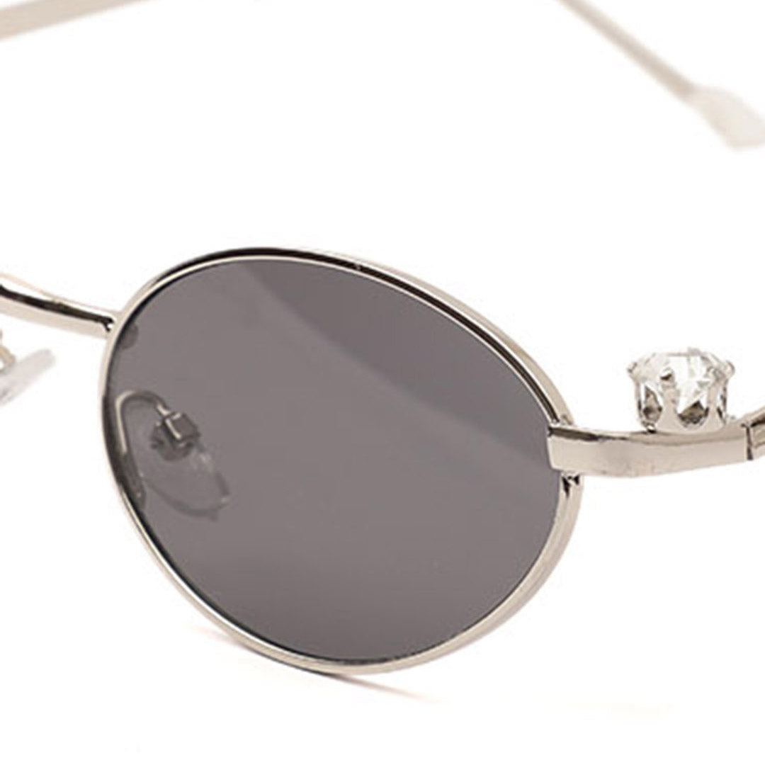 Retro Slim Oval Metallic Sunglasses