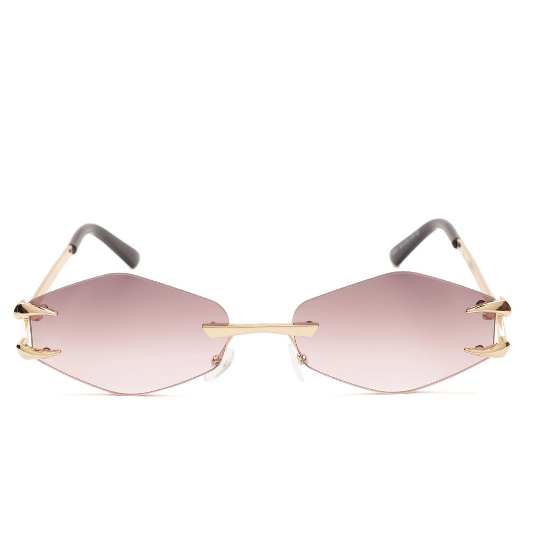 Geometric Hexagon Rimless Sunglasses