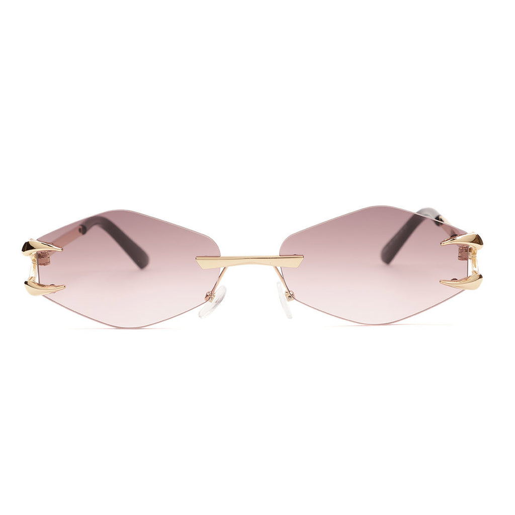 Geometric Hexagon Rimless Sunglasses