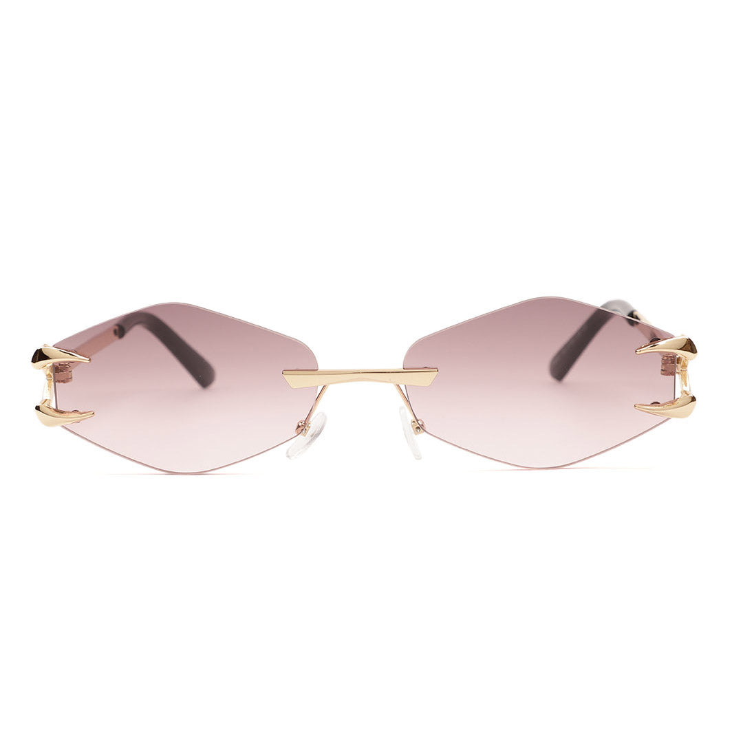 Geometric Hexagon Rimless Sunglasses