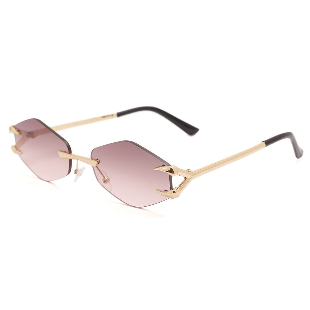 Geometric Hexagon Rimless Sunglasses
