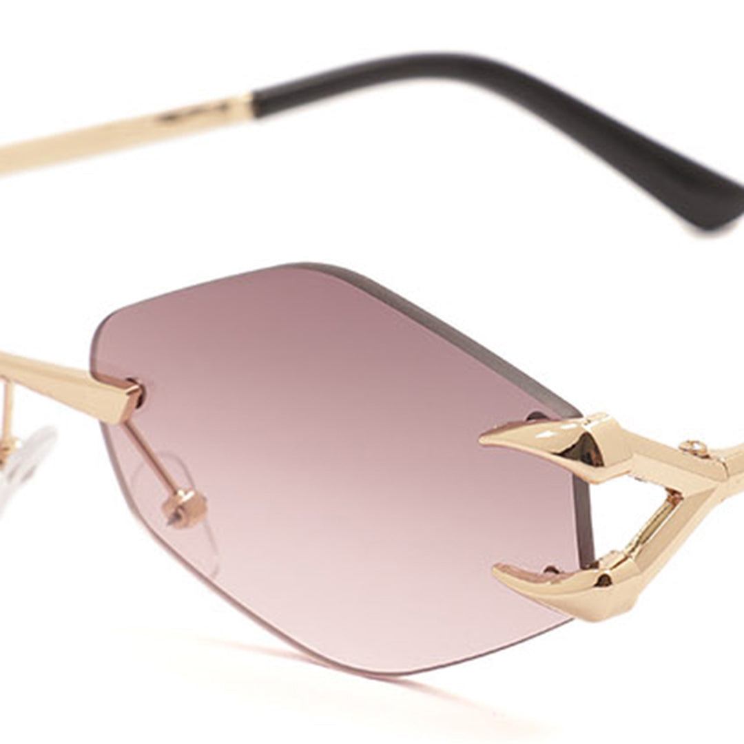 Geometric Hexagon Rimless Sunglasses