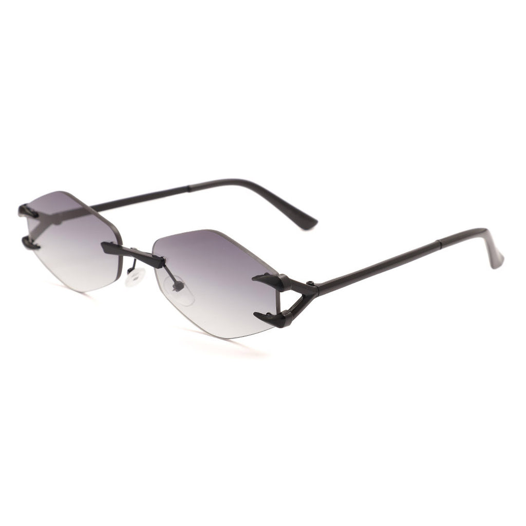 Geometric Hexagon Rimless Sunglasses