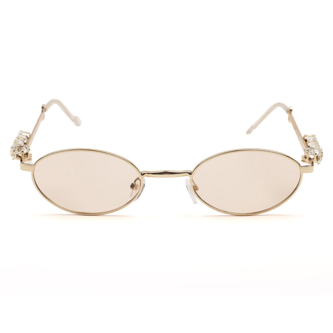 Retro Slim Oval Metallic Sunglasses