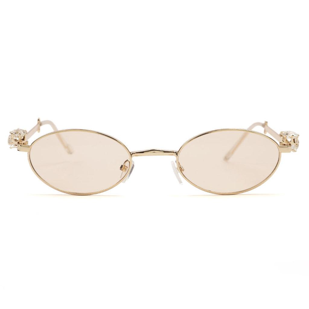 Retro Slim Oval Metallic Sunglasses