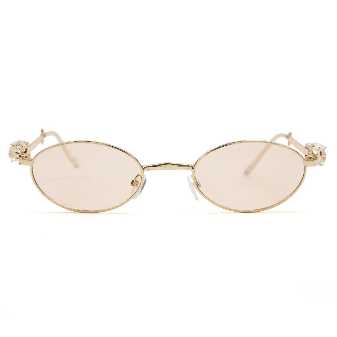 Retro Slim Oval Metallic Sunglasses