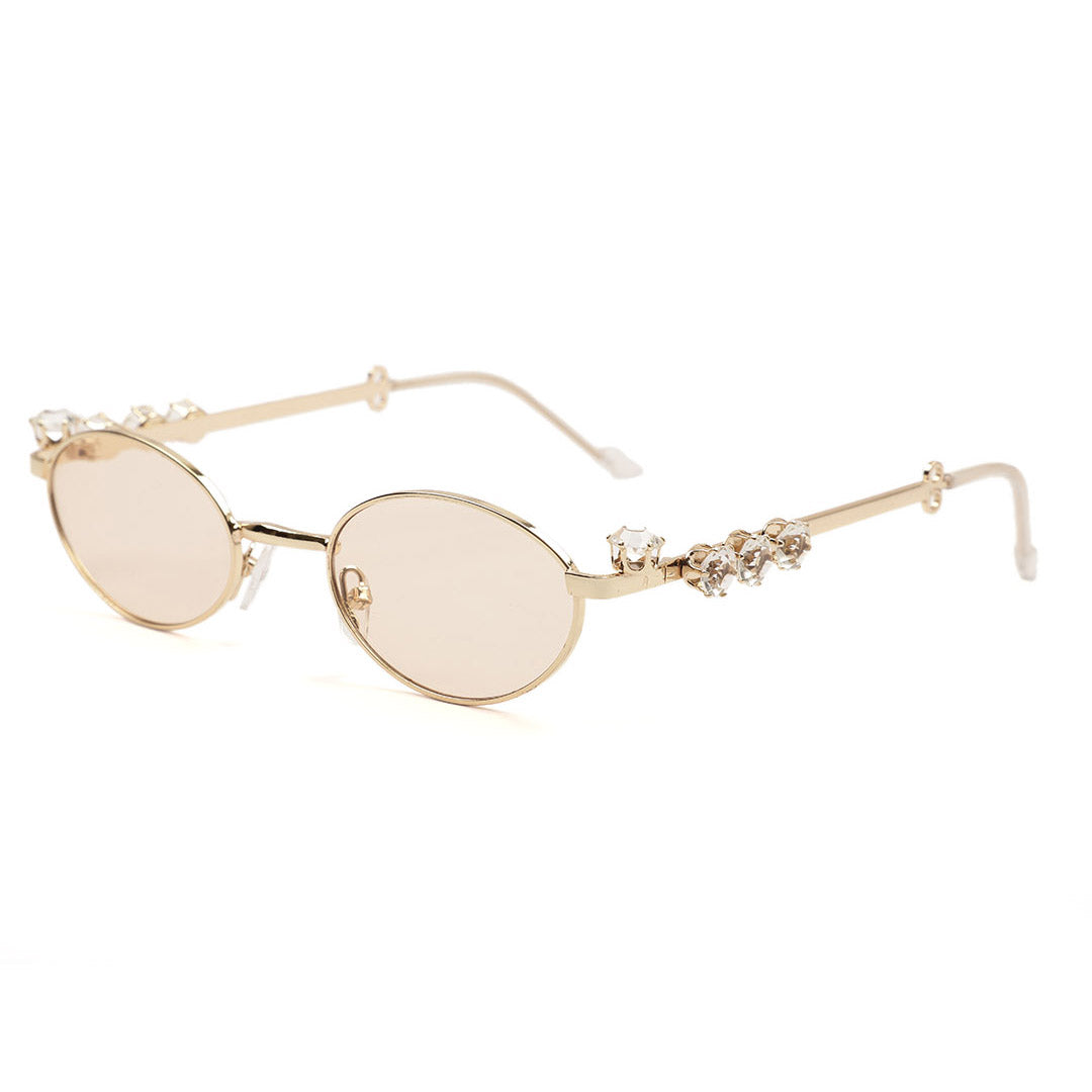 Retro Slim Oval Metallic Sunglasses
