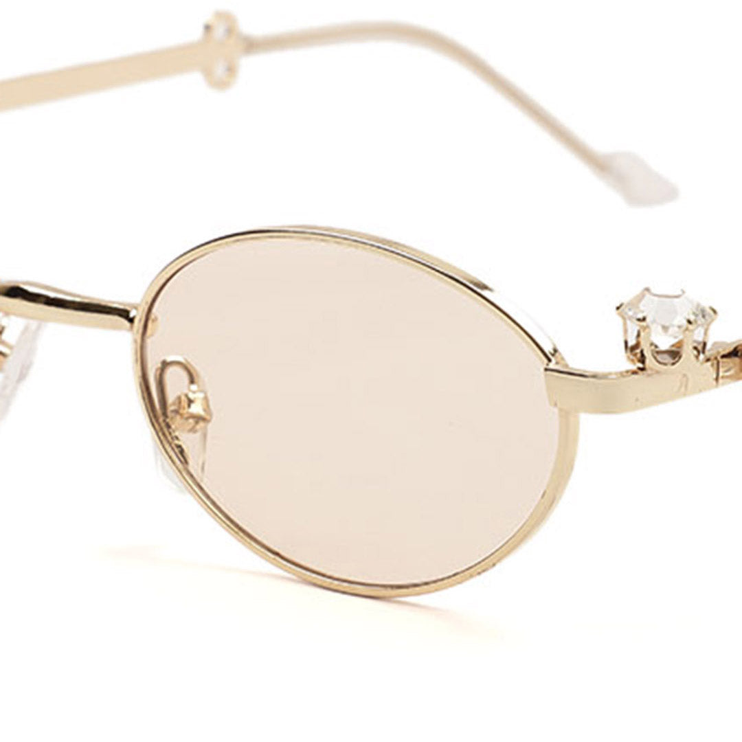 Retro Slim Oval Metallic Sunglasses