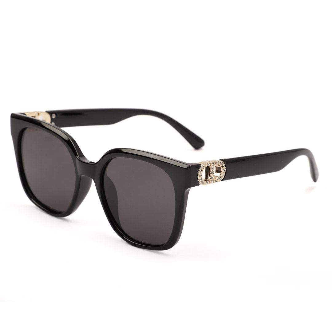 Rectangular Gold Logo Temple Sunglasses
