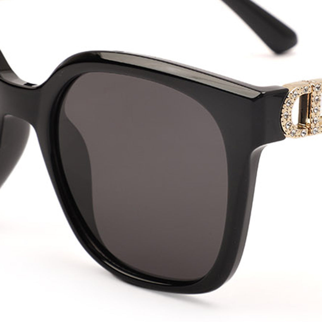 Rectangular Gold Logo Temple Sunglasses