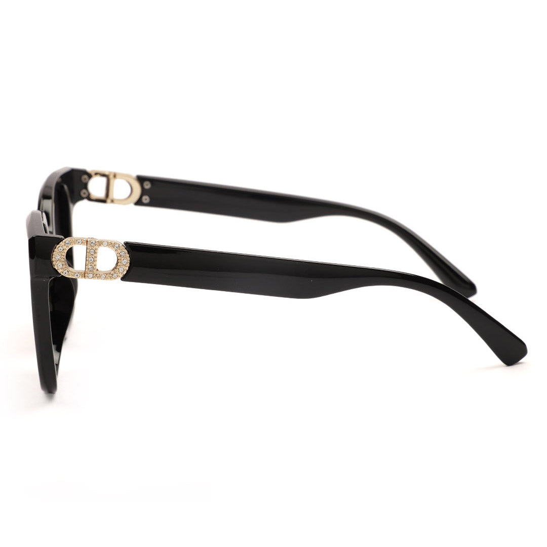 Rectangular Gold Logo Temple Sunglasses