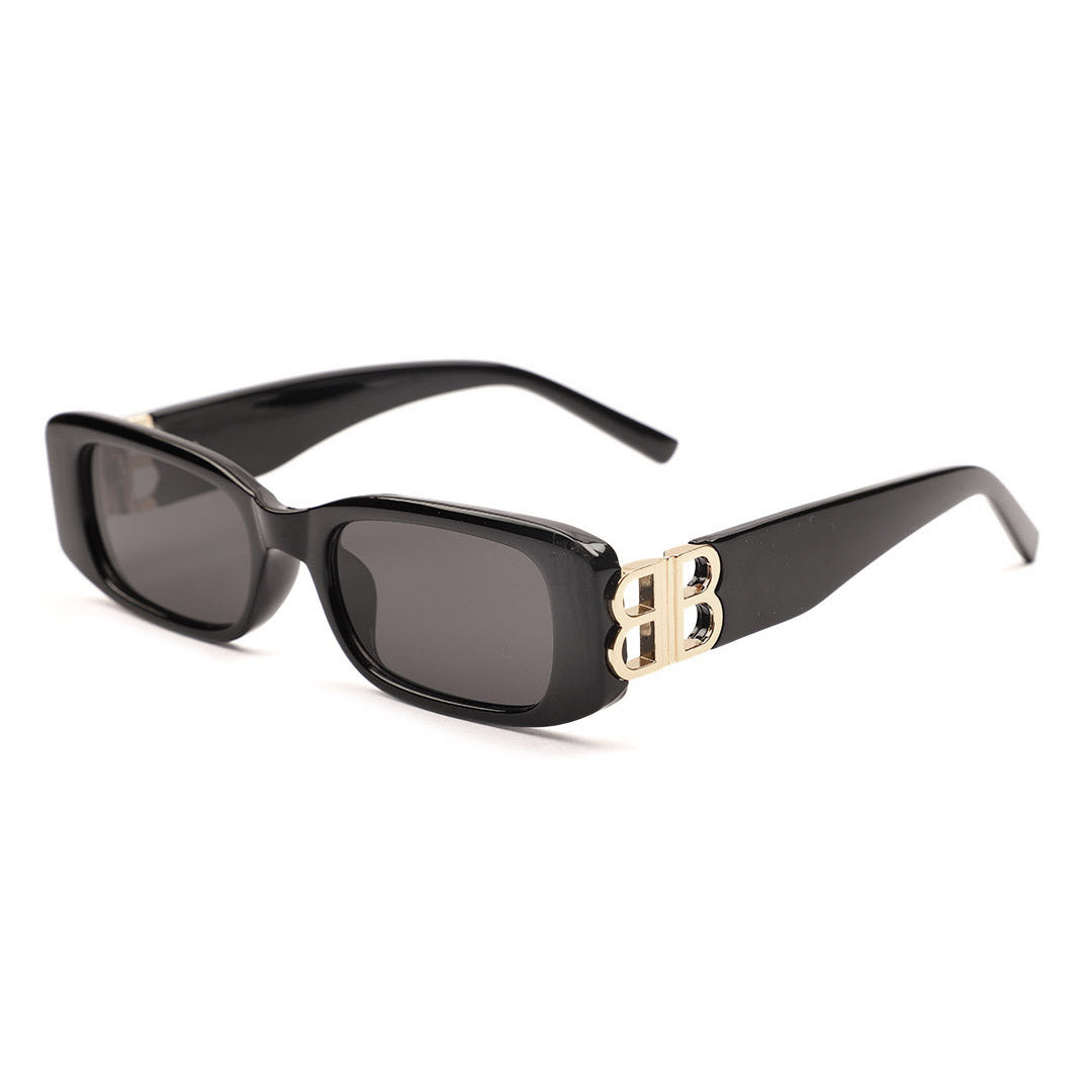 Slim Rectangular Monogram Temple Sunglasses