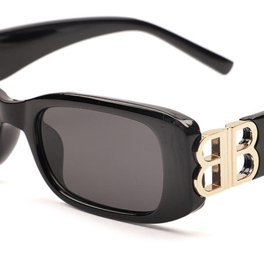 Slim Rectangular Monogram Temple Sunglasses